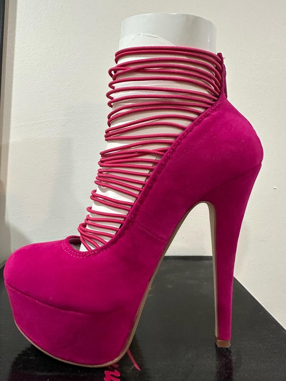 Anne Michelle Hot Pink Strappy Platform Stiletto